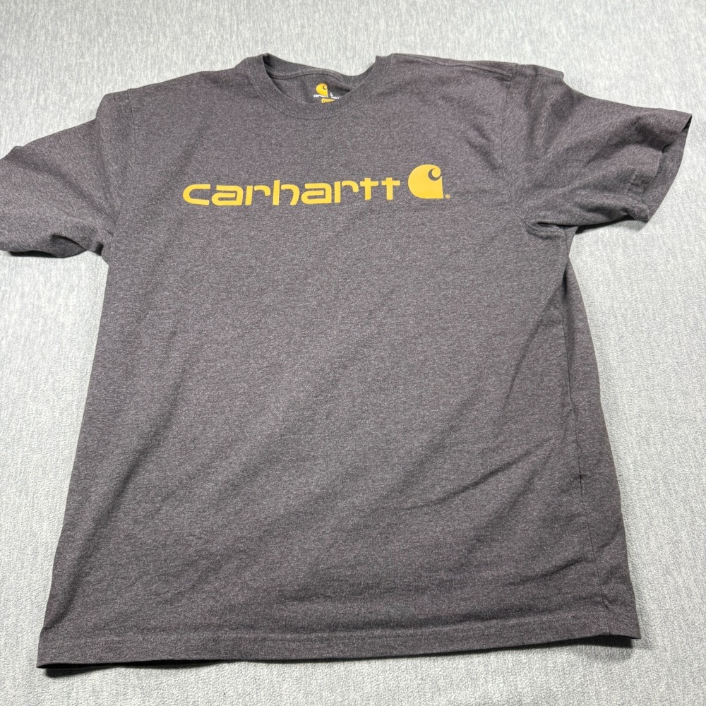 Carhartt T Shirt Mens L Charcoal Original Fit Graphic Logo Short Sleeve Workwear